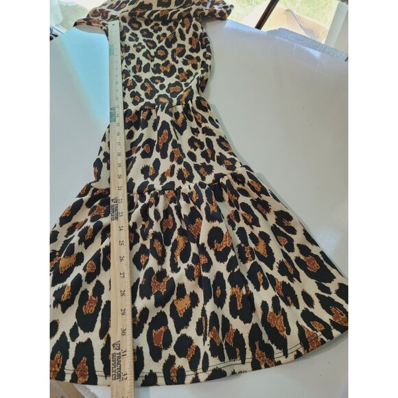 Park Avenue Leopard Print Bell Bottom Flare Pants L Pull On Elastic Waist - Picture 9 of 11